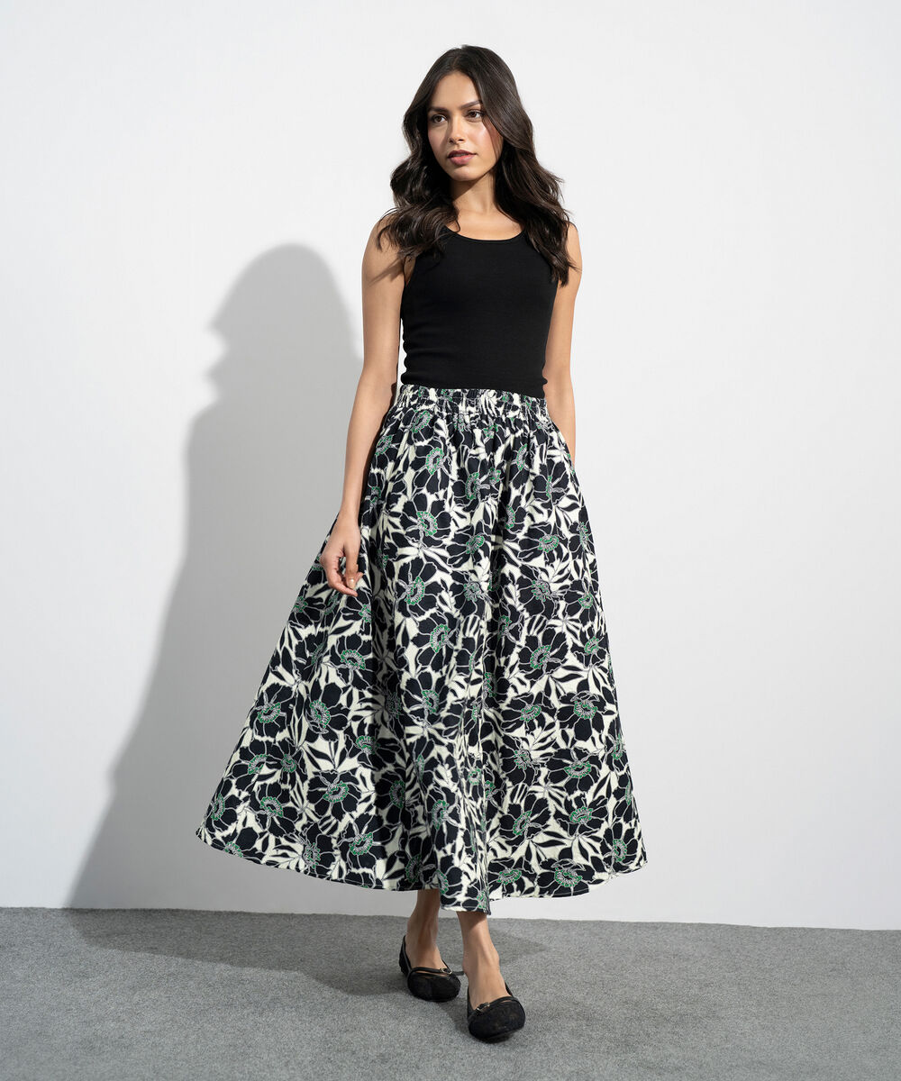 Women's Western Multi Floral Print Jacquard Skirt