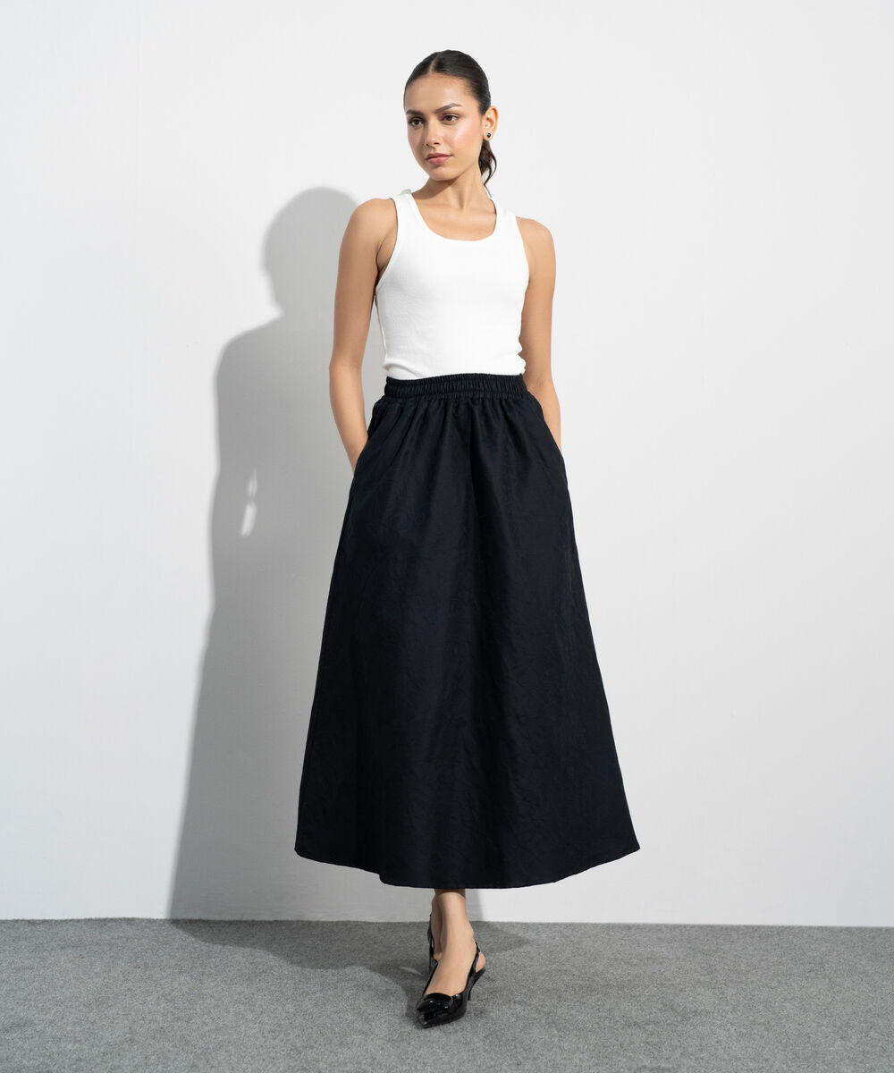 Women's Western Black Floral Textured Jacquard Shirt