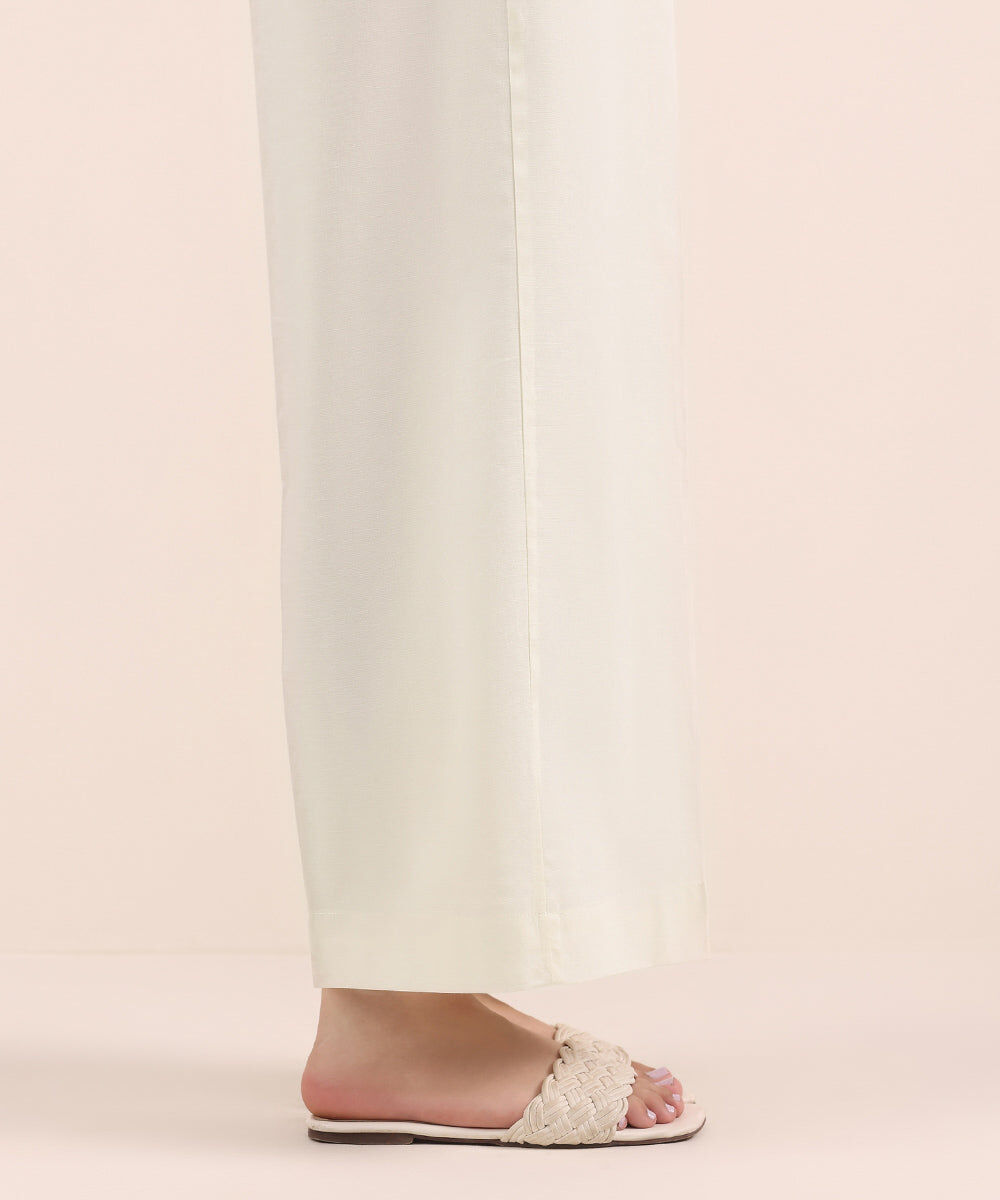 Woman - Off White Solid Cambric Culottes