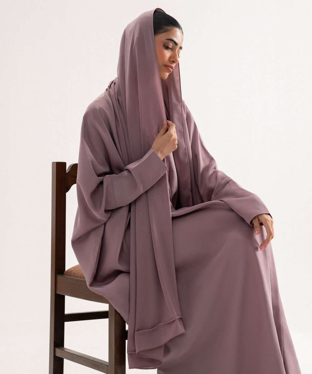 Women's Polyester Lilac Kaftan Abaya Set