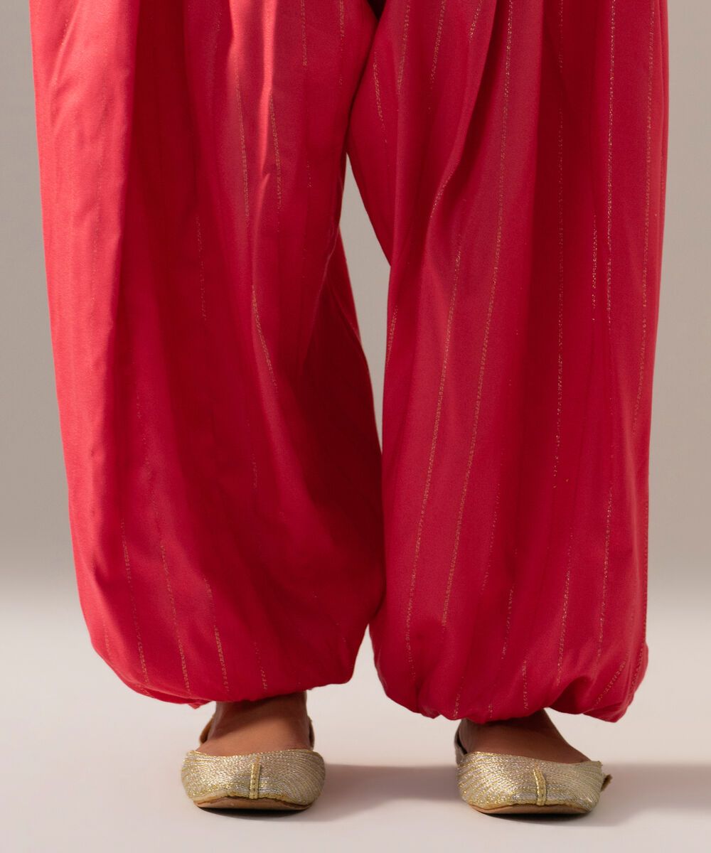 Women's RTW Dobby Crepe Lurix Solid Pink Balloon Pants