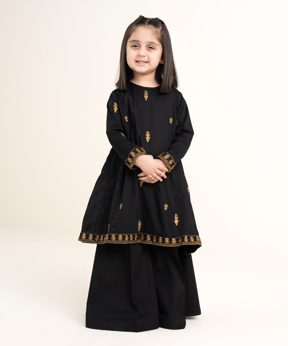 Girls Two Piece Embroidered Textured Lawn Suit