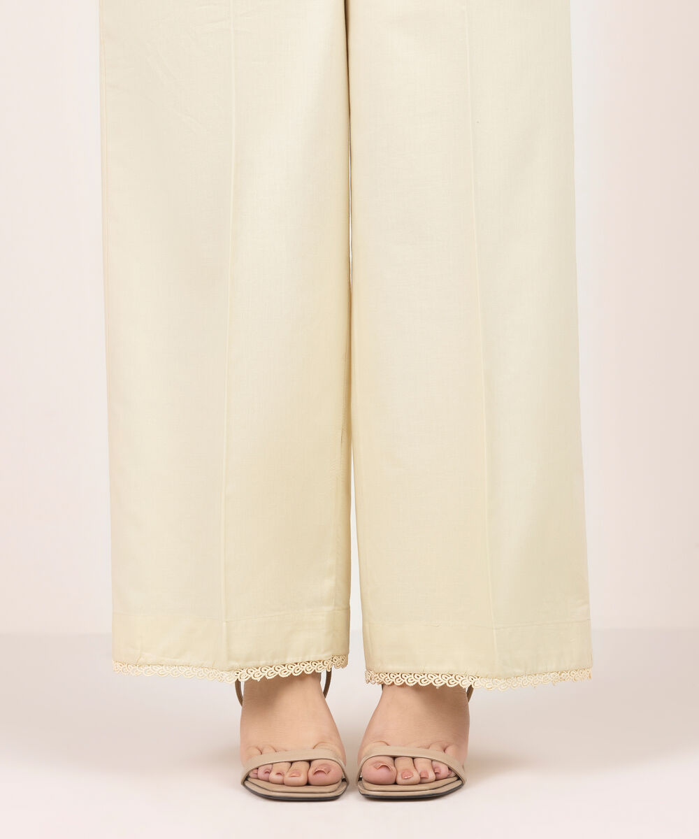 Women's RTW Cambric Solid Yellow Culottes