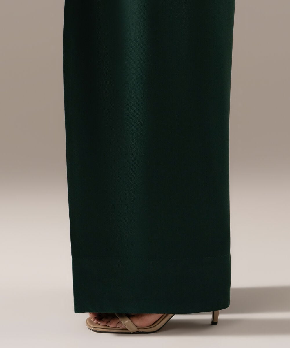 Women's RTW Bedford Solid Green Farshi Shalwar
