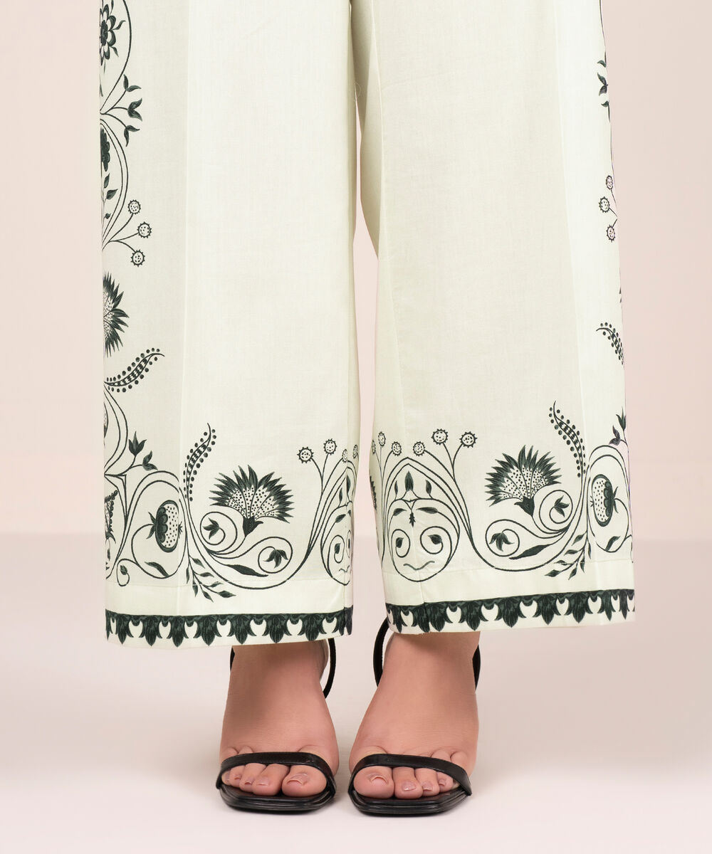 Women's RTW Cambric Printed White Culottes