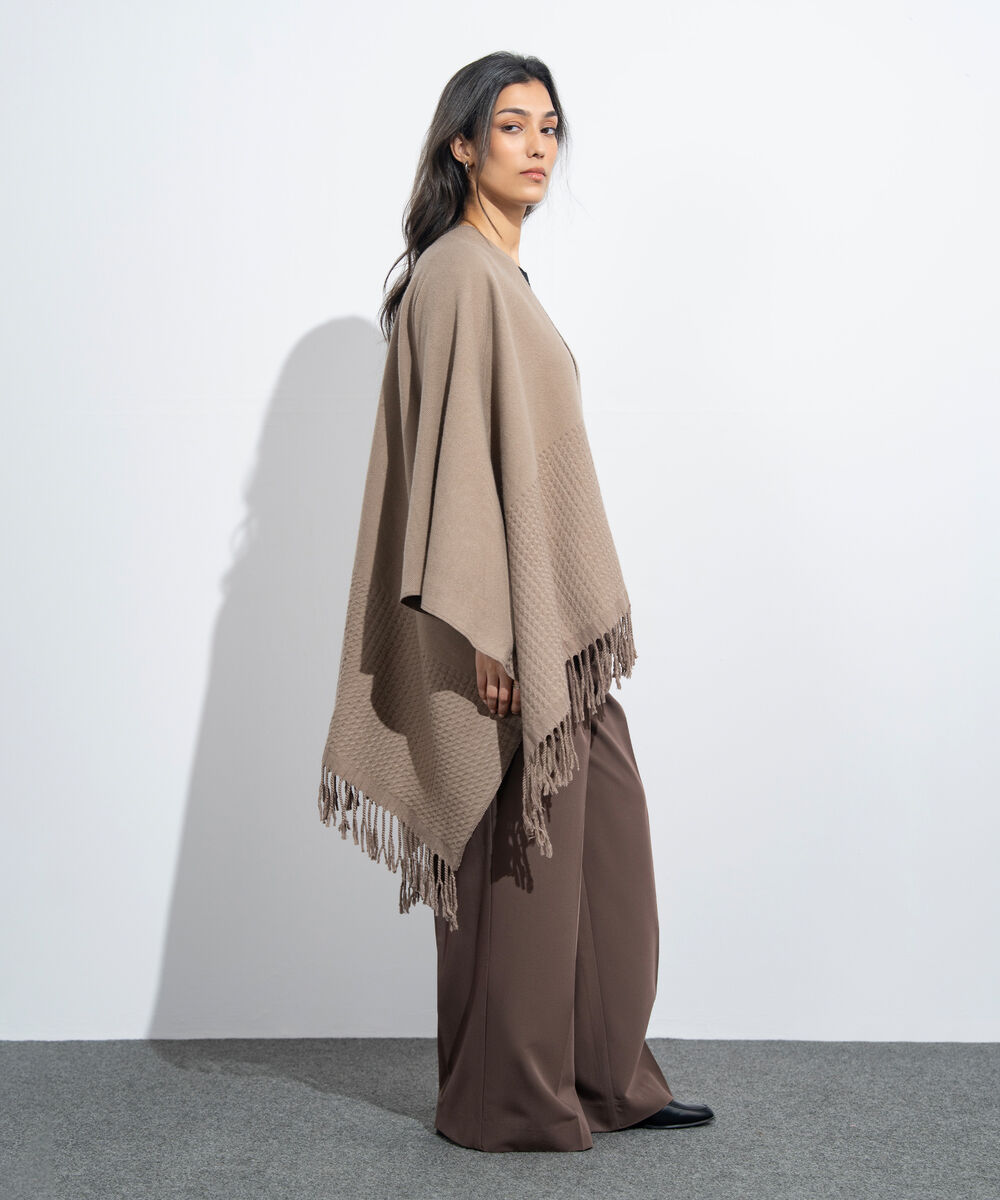 Women's Western Wear Sand Textured Cape Shawl