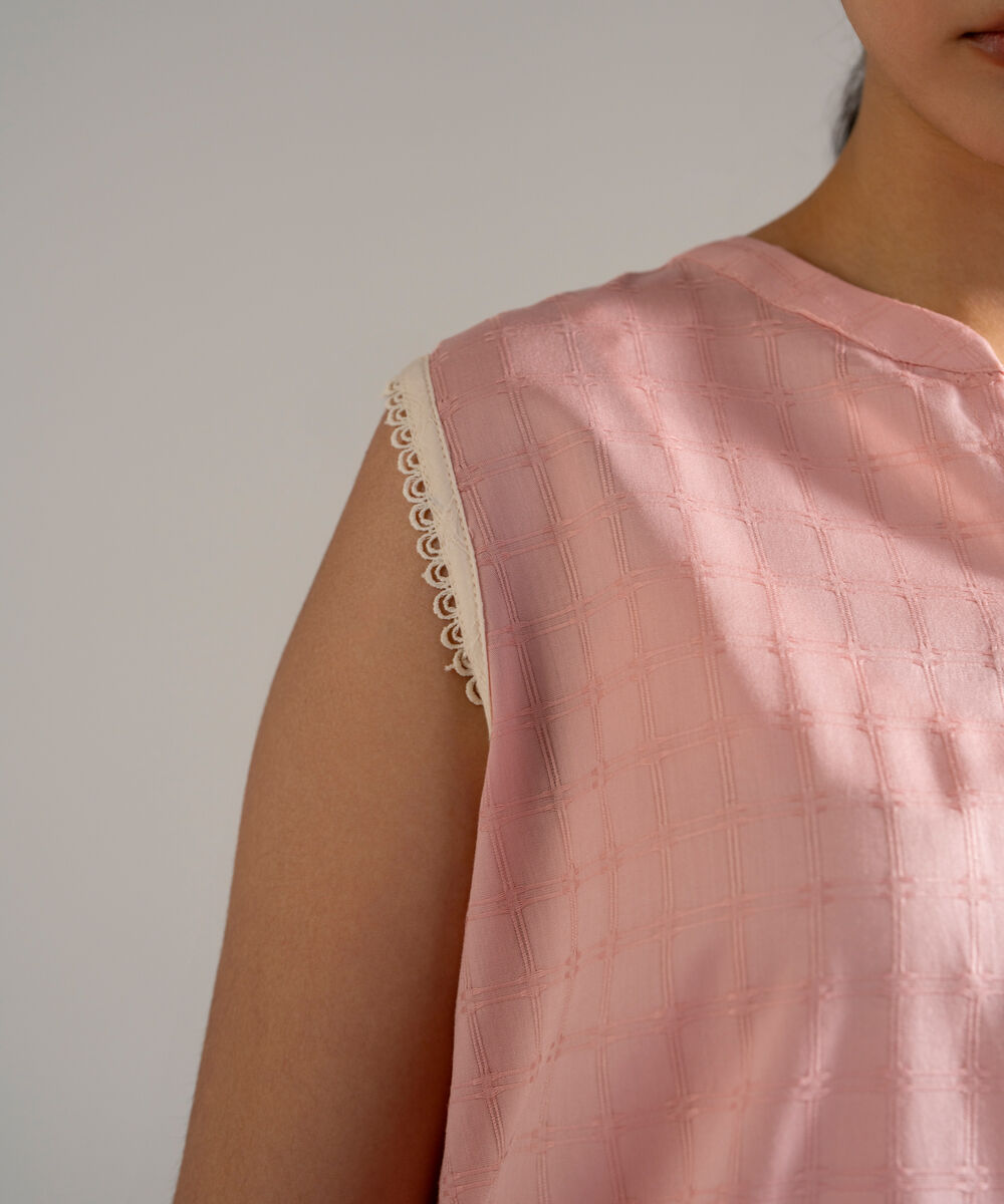 Women's RTW Dobby Printed Pink Straight Shirt