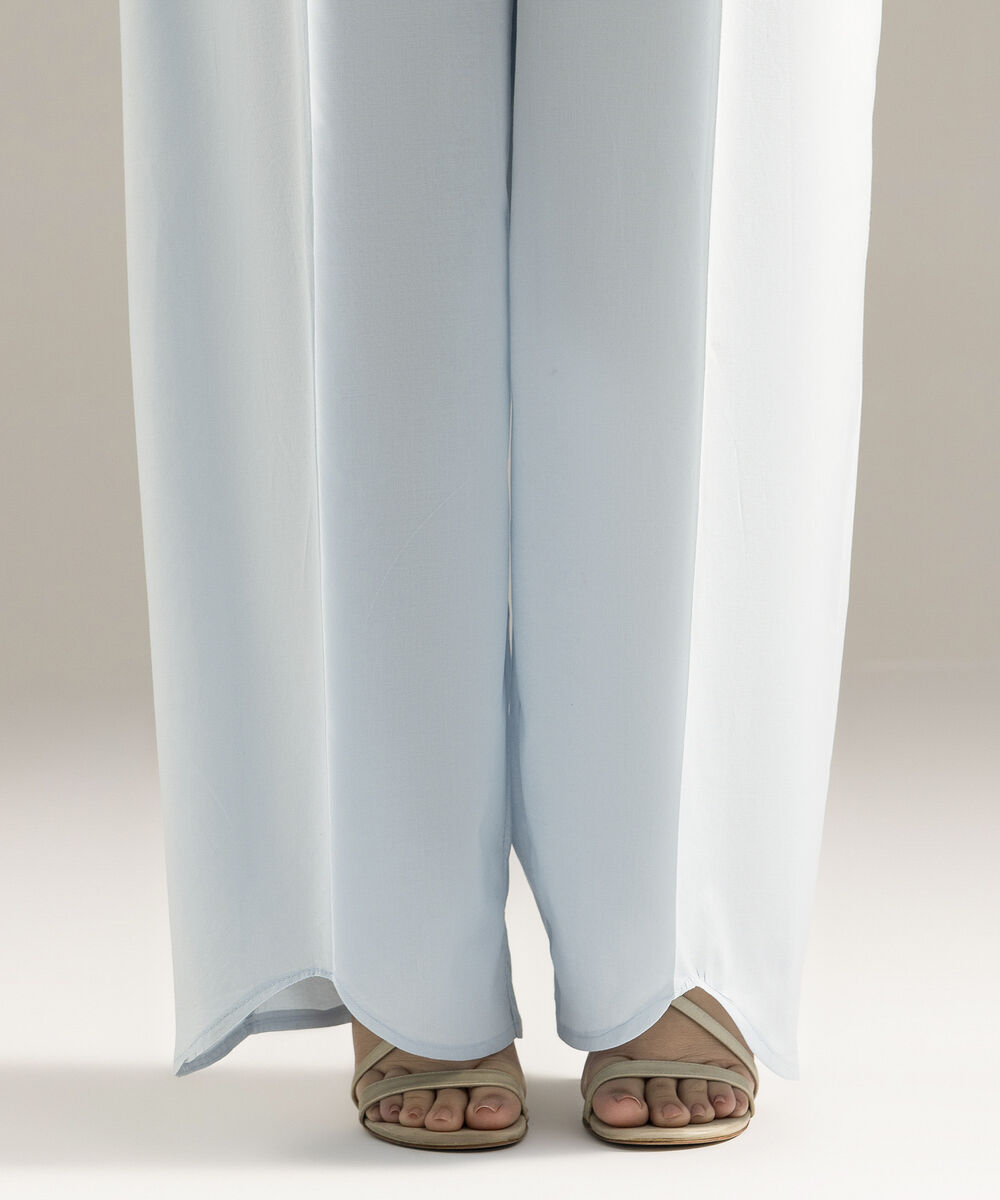 Women's RTW Cambric Printed Blue Flared Pants