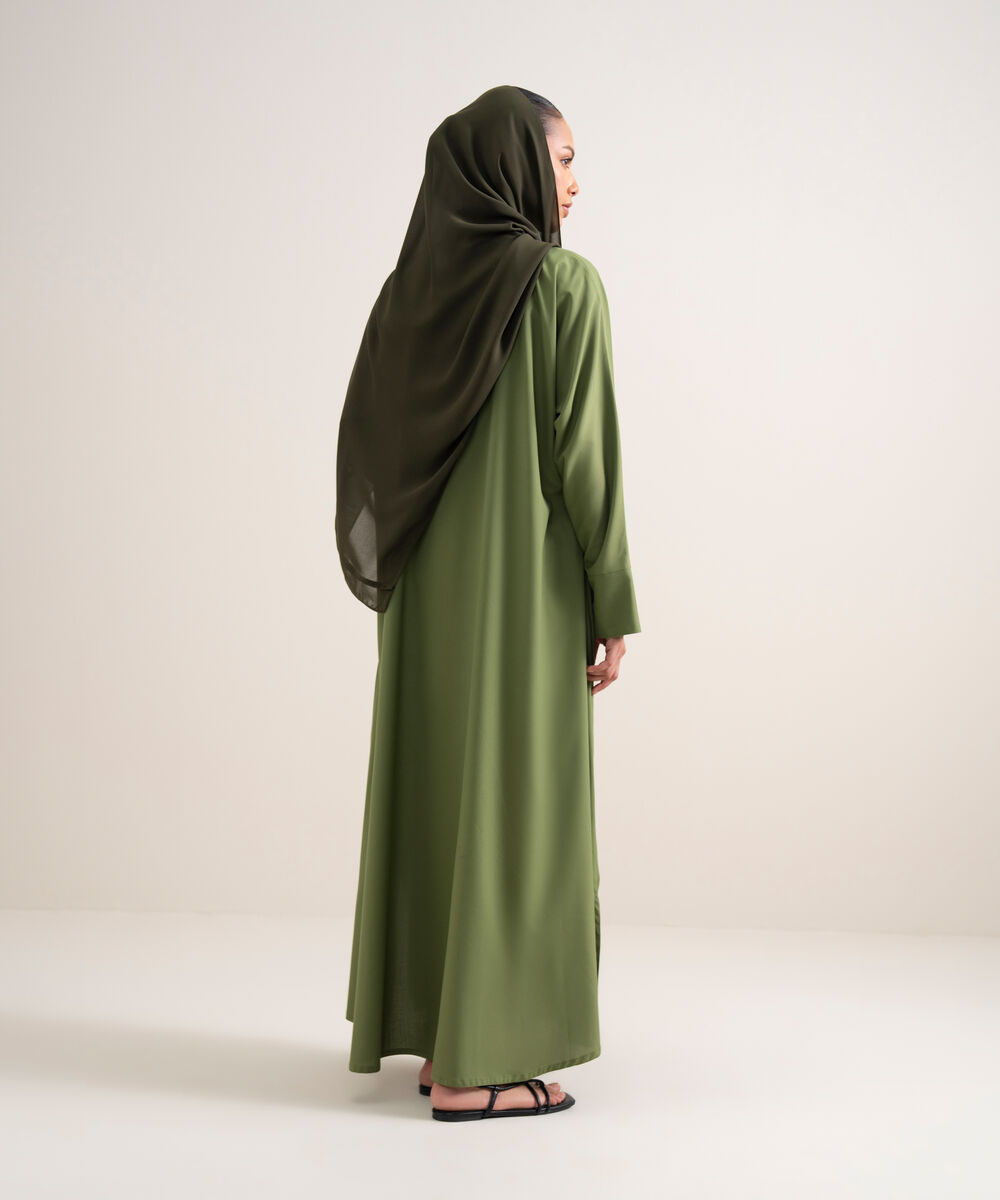 Women's Green Button Through Kimono Abbaya