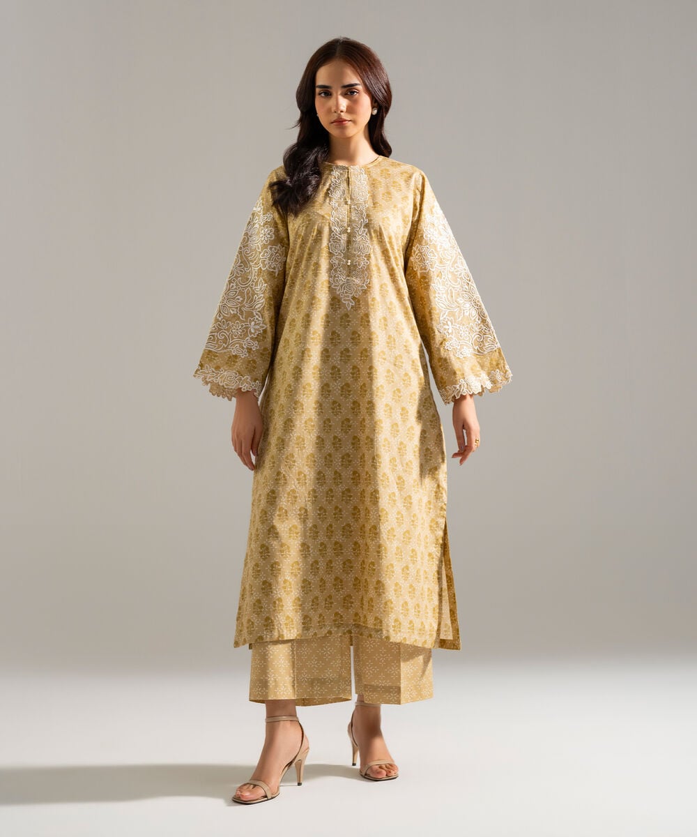Women's RTW Lawn Embroidered Yellow 2 Piece Suit