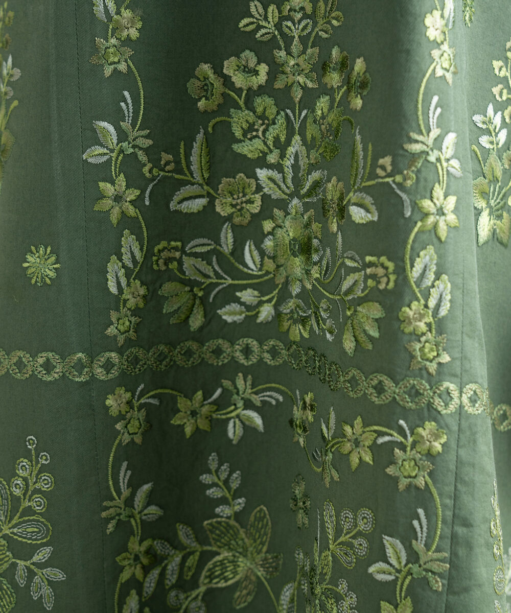 Women's Unstitched Twill Embroidered Green 3 Piece Suit