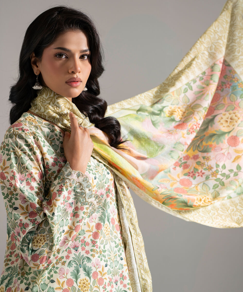 Women's RTW Cambric Embroidered Multi 3 Piece Suit