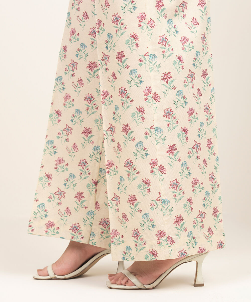 Women's RTW Lawn Printed Off White Culottes
