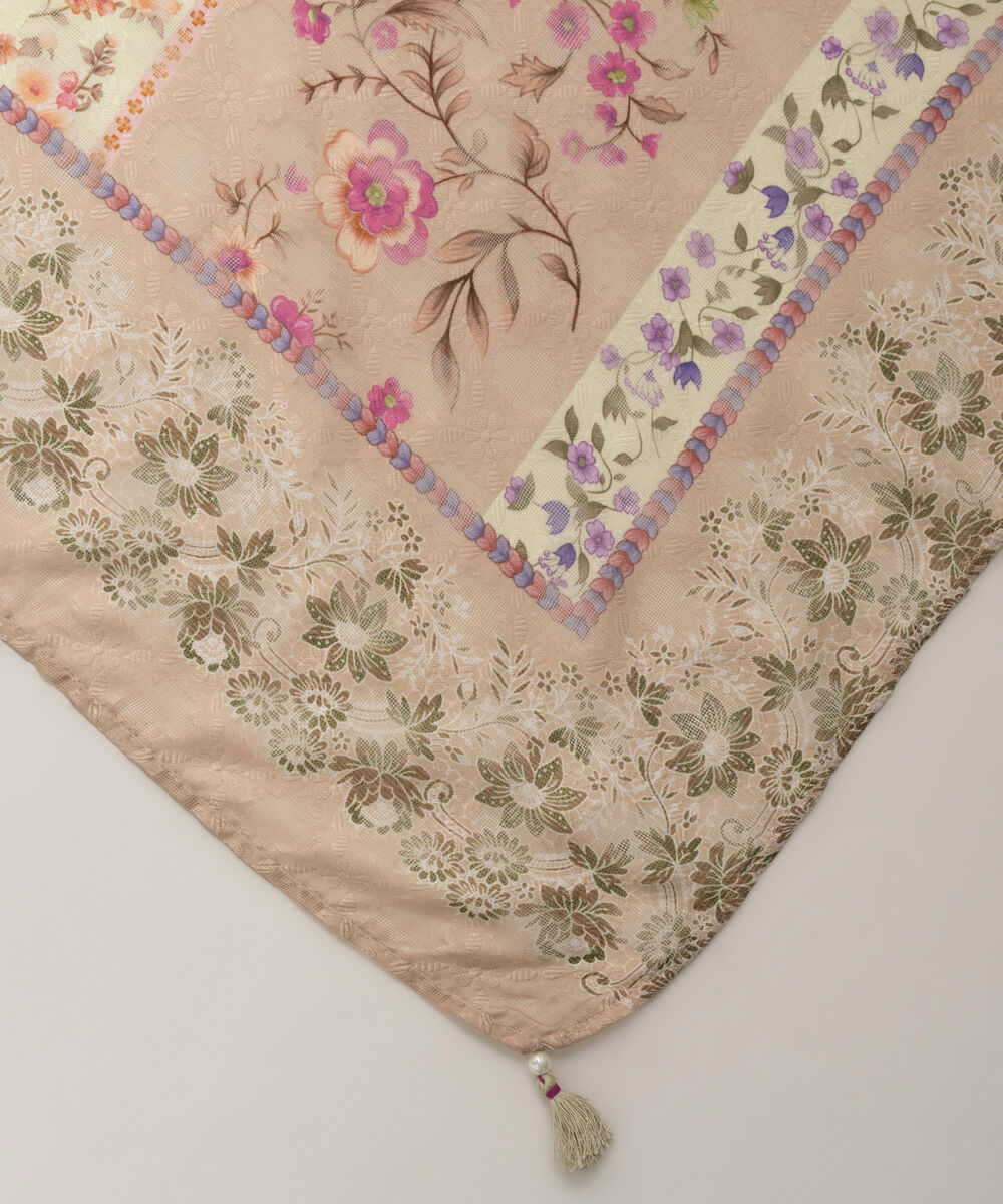 Brochea Jacquard Printed Beige Dupatta