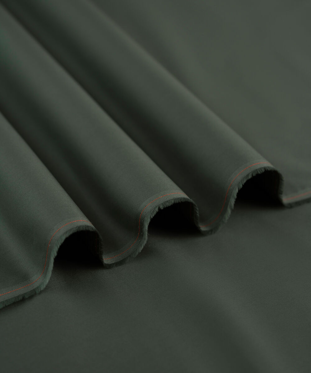 Men's Unstitched Olive Green Two Piece Premium Cotton Suit