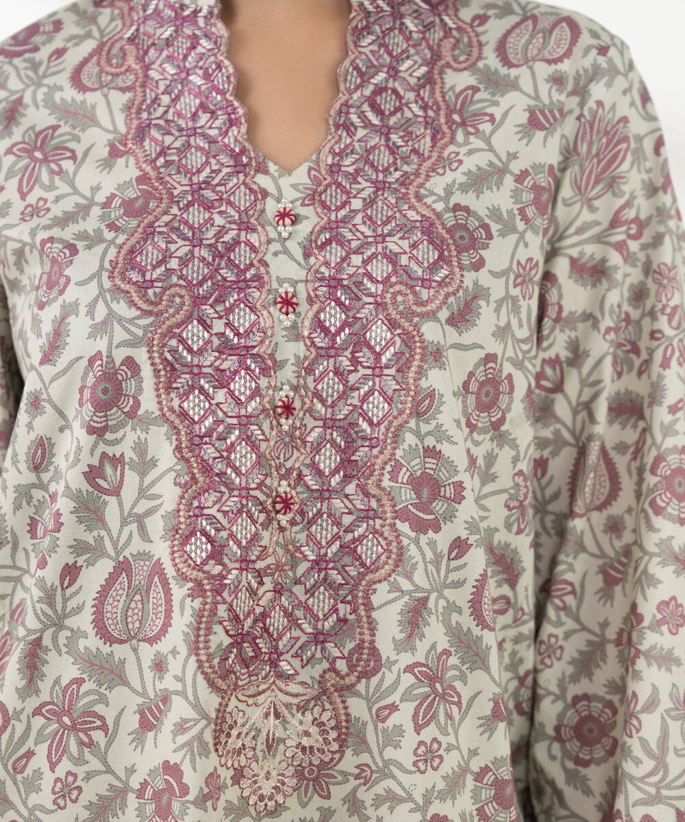 Women's Unstitched Lawn Embroidered Multi 3 Piece Suit