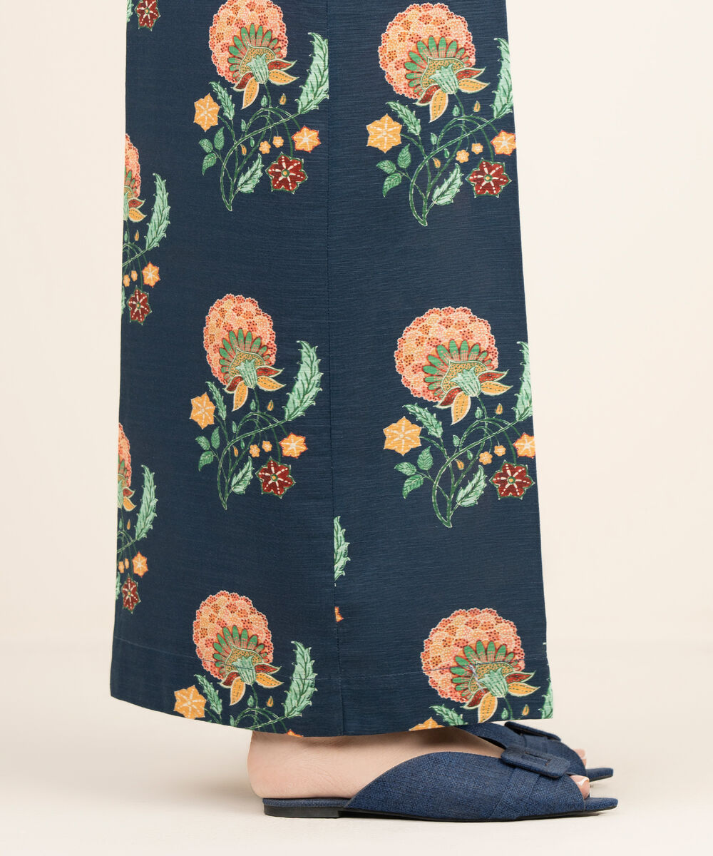 Women's RTW Cambric Blue Printed Flared Pants