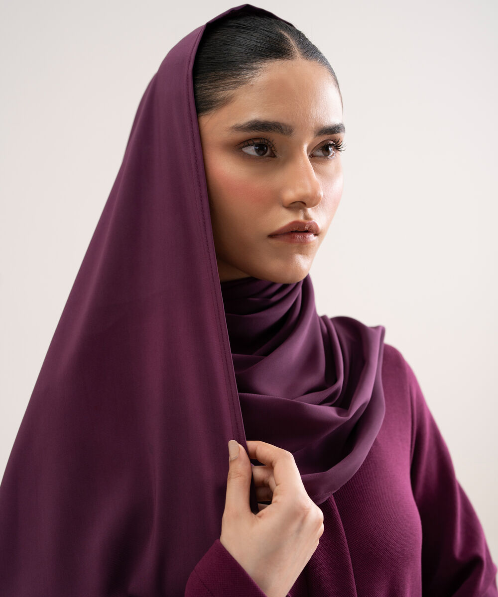 Women's Polyester Burgundy Hijab