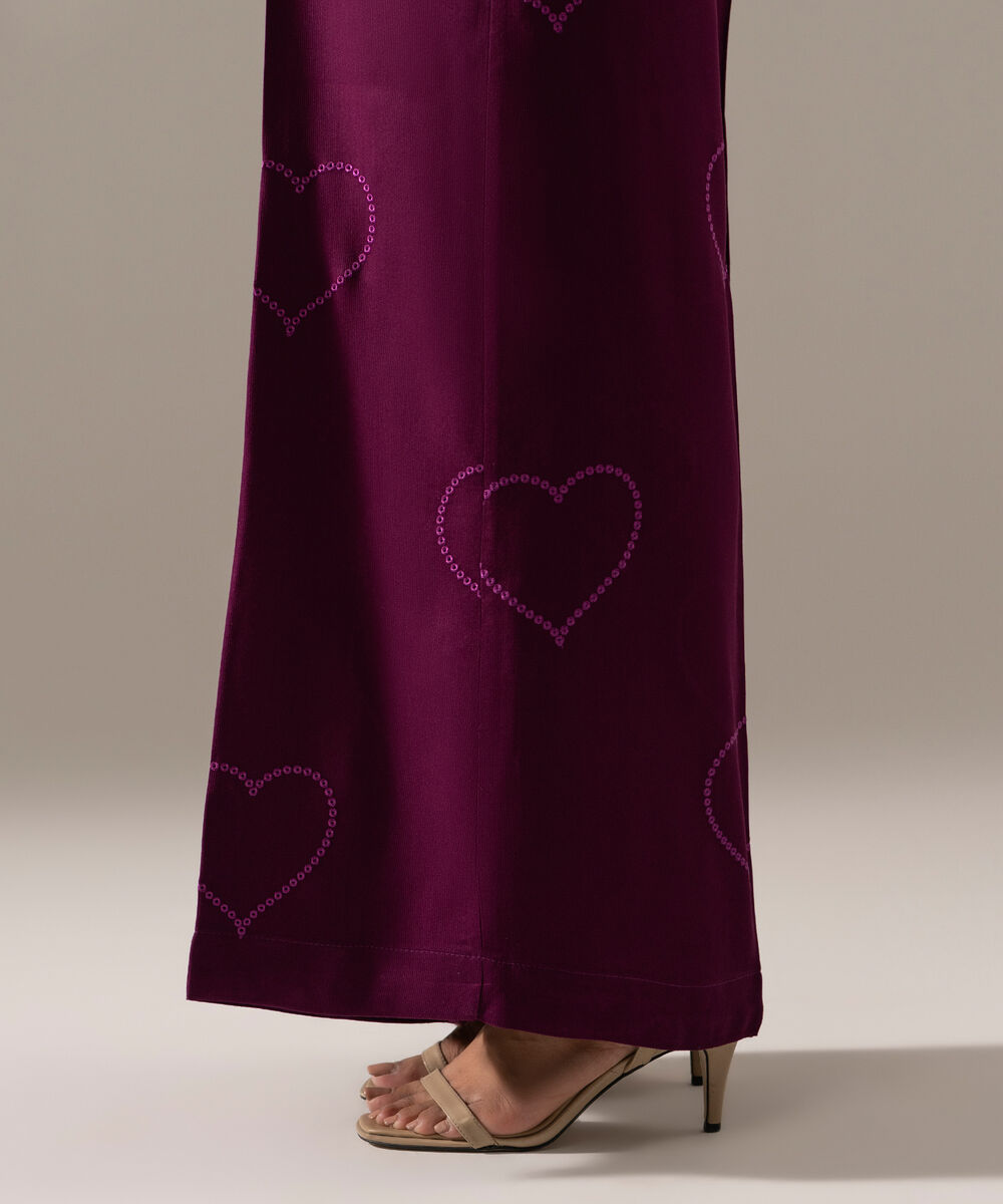 Women's RTW Bedford Solid Purple Flared Pants