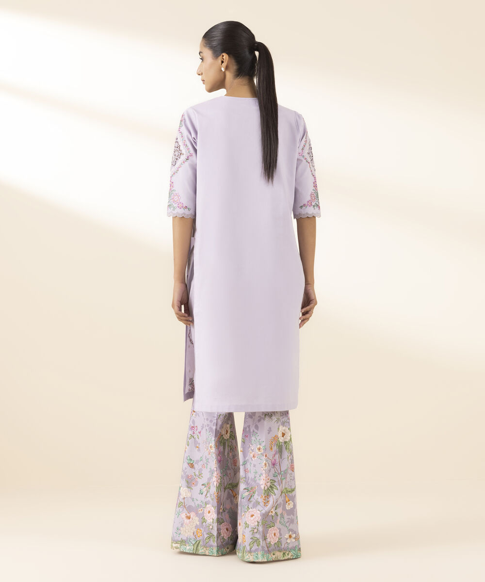 Unstitched Women's Purple Textured Lawn Shirt Trousers