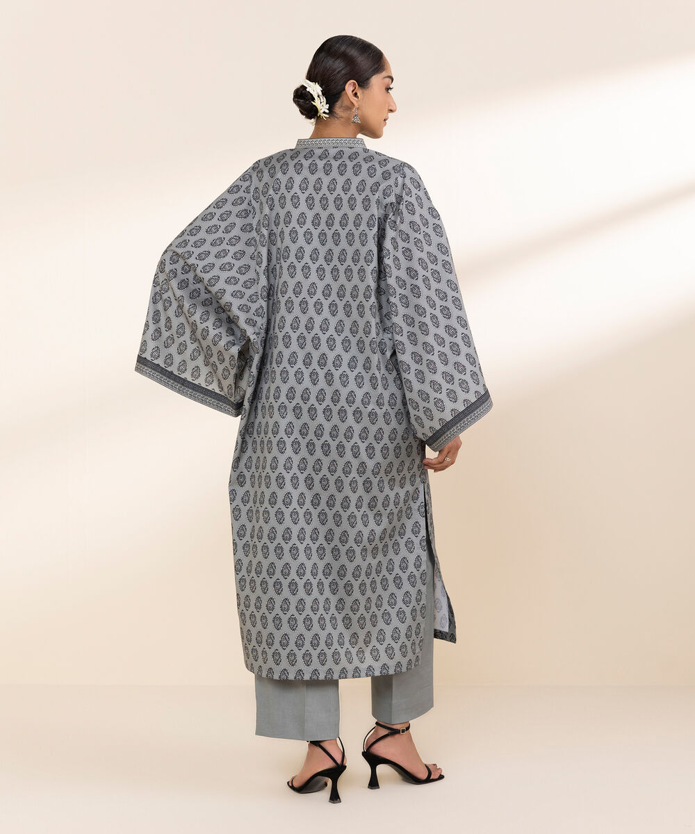 Women's Unstitched Lawn Printed Grey Shirt