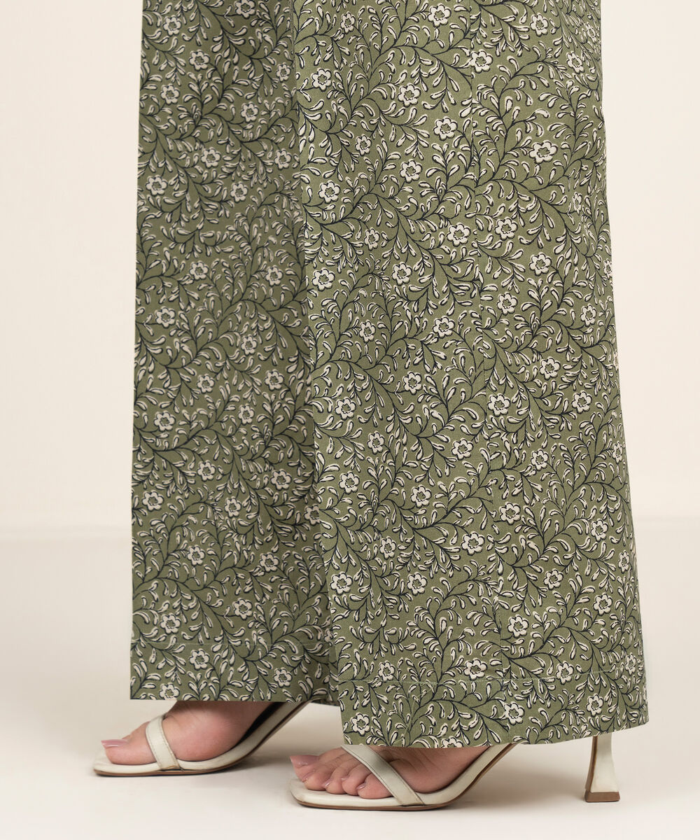 Women's RTW Cambric Printed Green Culottes