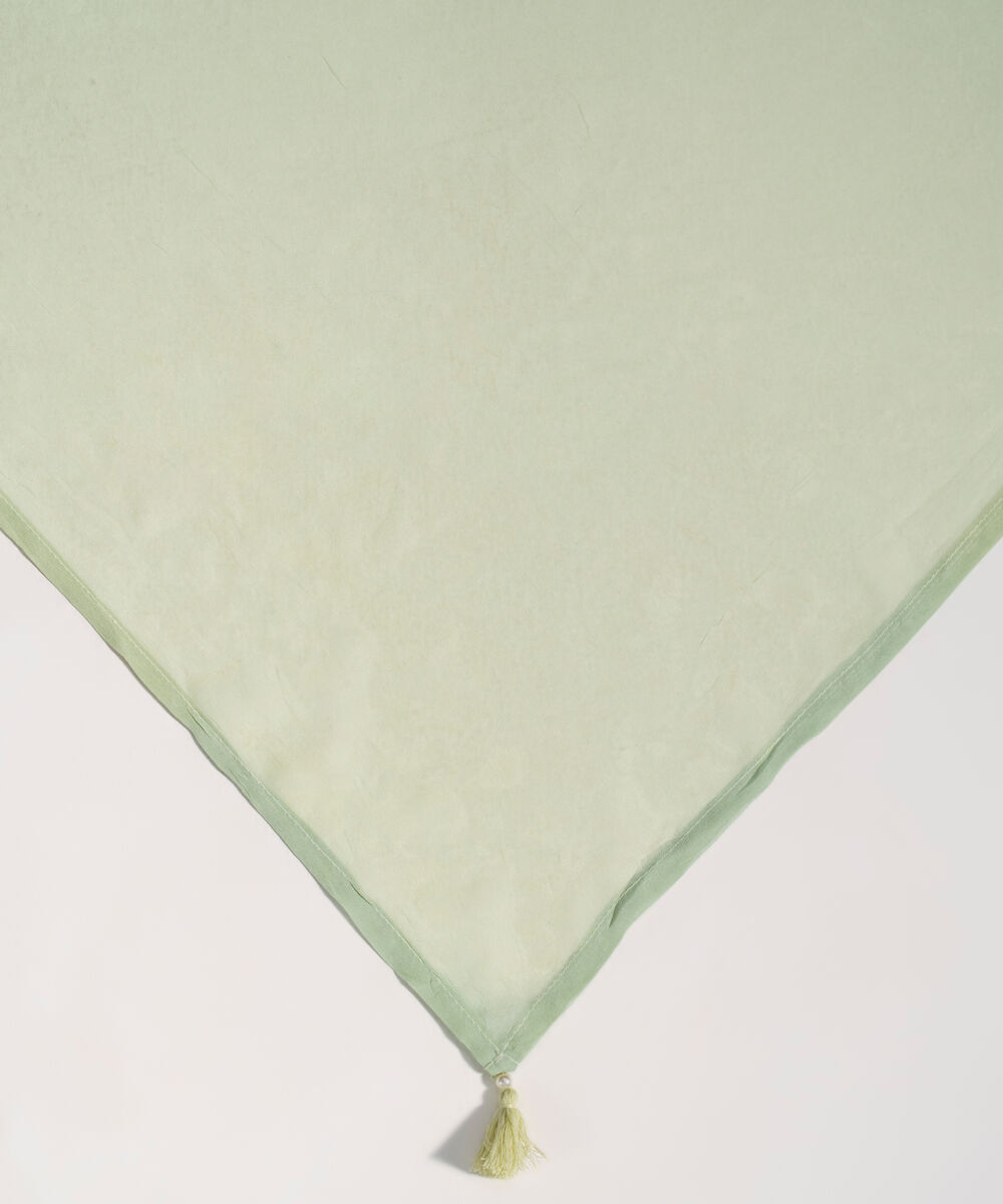 Women's RTW BEmbroidereder Georgette Chiffon Solid Mint Green Dupatta