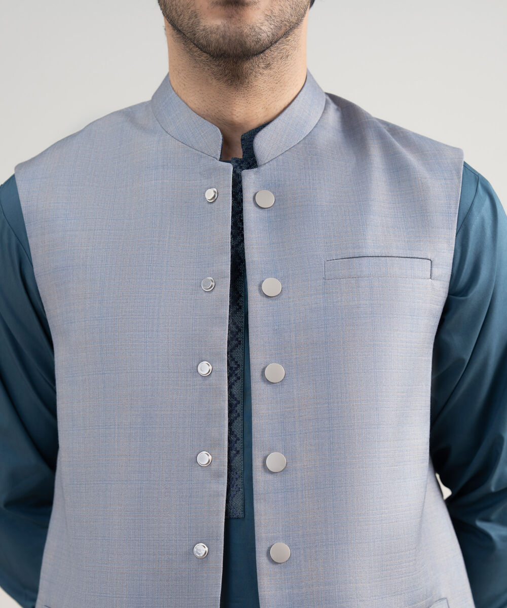 Men's Stitched Premium Suiting Light Grey Waistcoat
