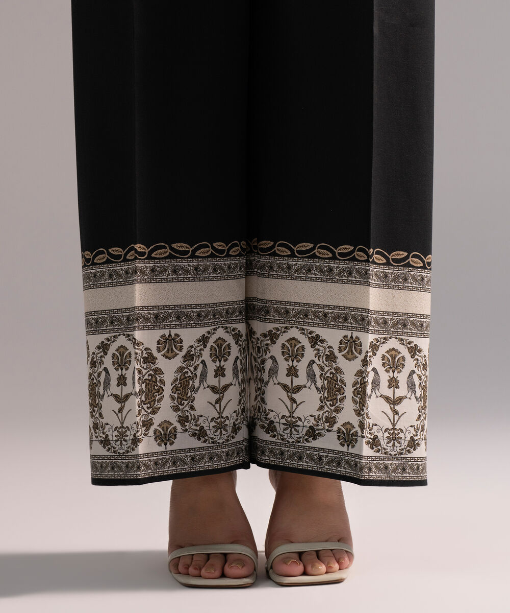 Women's RTW Cambric Printed Black Culottes