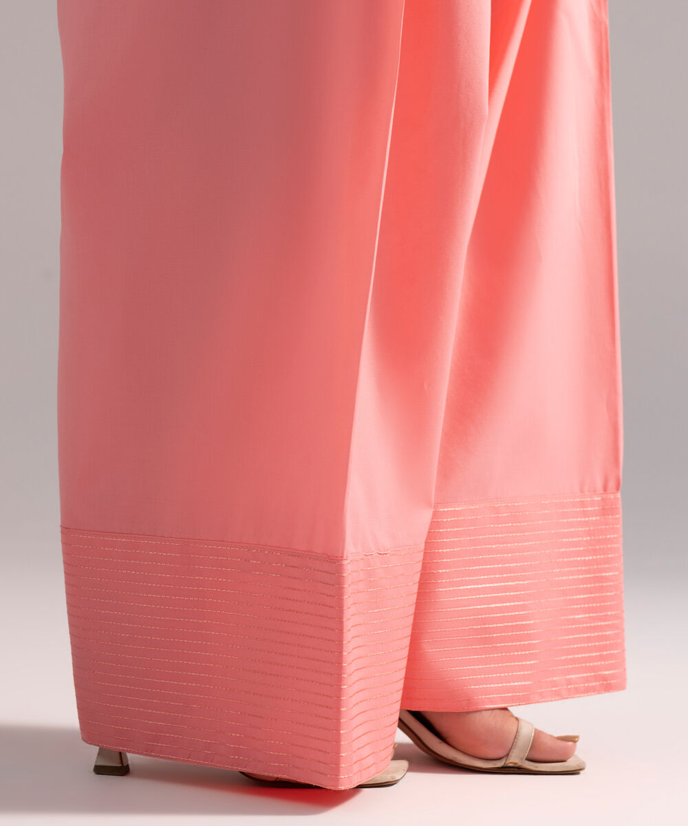 Women's RTW Cambric Solid Pink Farshi Shalwar