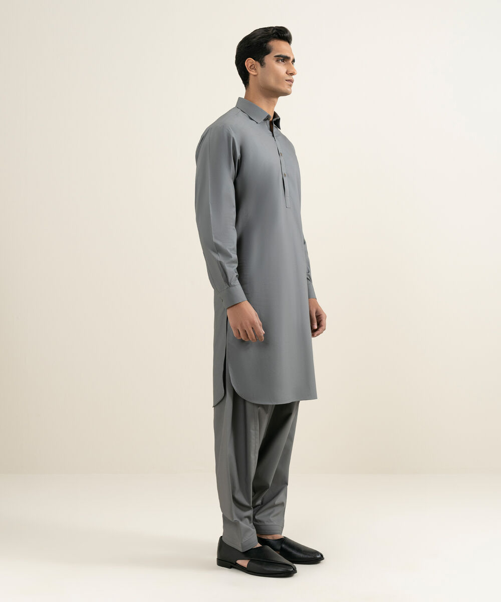 Men's grey 100% Cotton Kameez Shalwar