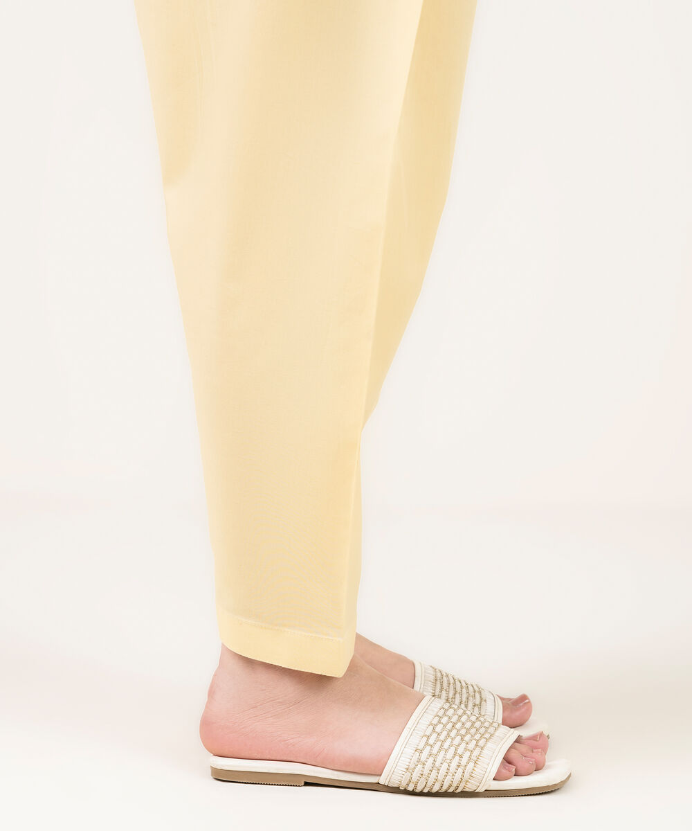Women's RTW Cambric Solid Pale Yellow Shalwar