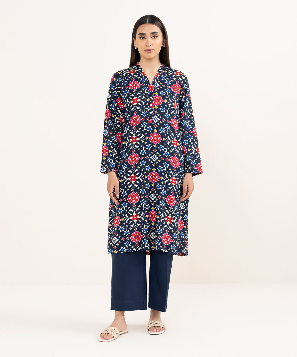 Women's RTW Arabic Lawn Multi Printed Straight Shirt