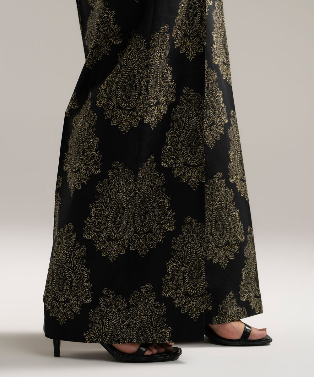 Women's RTW Cambric Printed Black Culottes