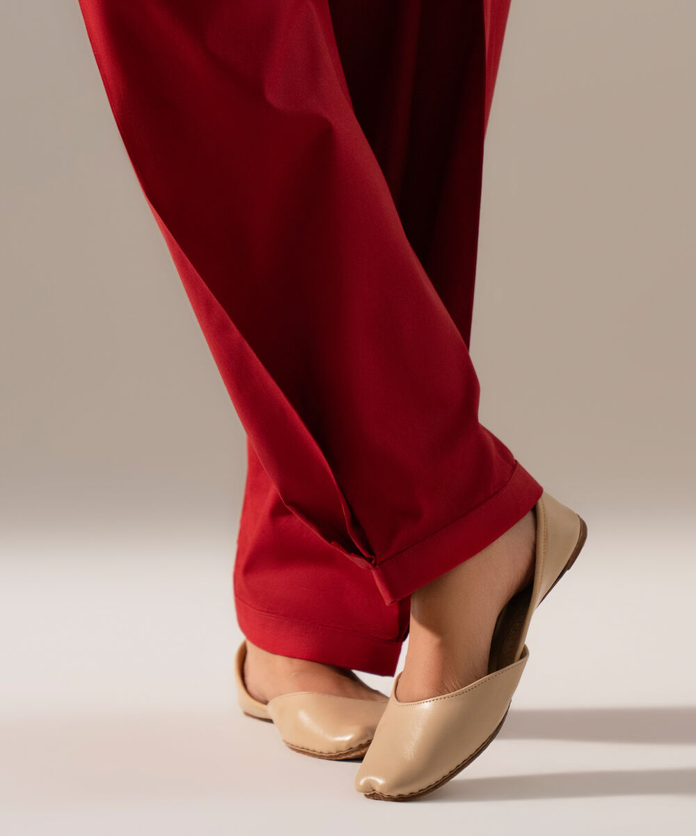 Women's RTW Cambric Solid Maroon Regular Shalwar