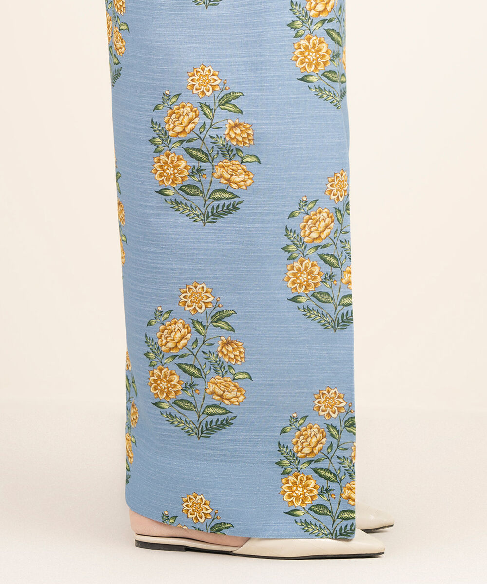 Women's RTW Cambric Blue Printed Farshi Shalwar