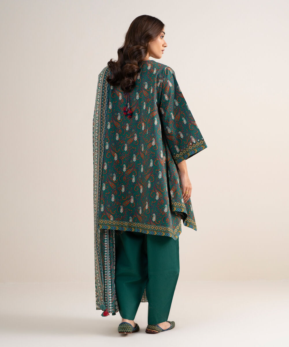 Women's Unstitched Lawn Printed Green
