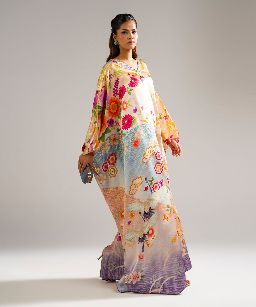 Women's RTW Blended Satin Printed Multi  Kaftan