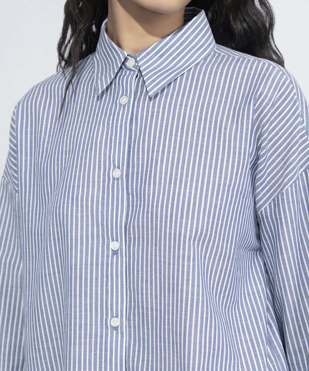Women's Western Wear Light Blue Button Through Shirt