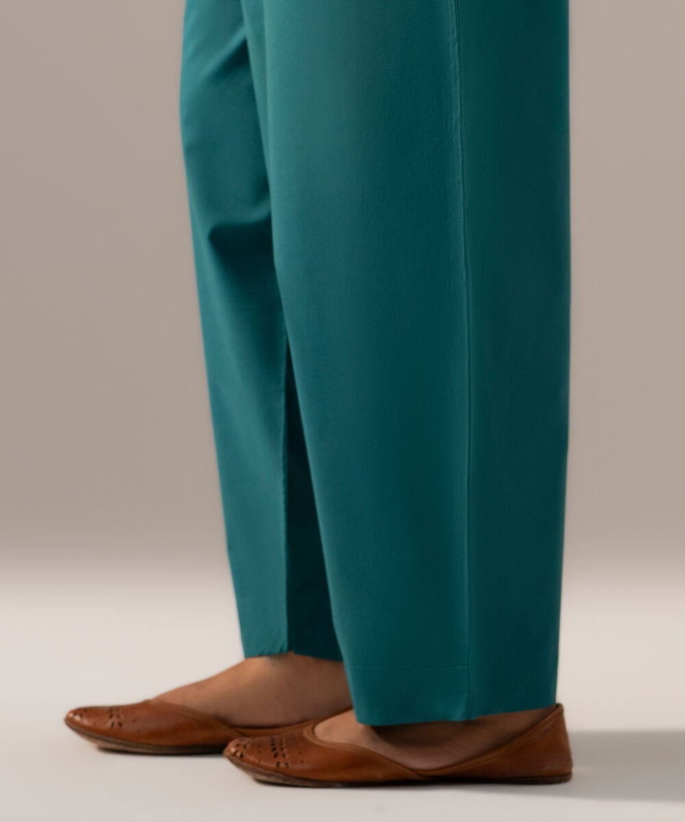 Women's RTW Cambric Solid Teal Regular Shalwar
