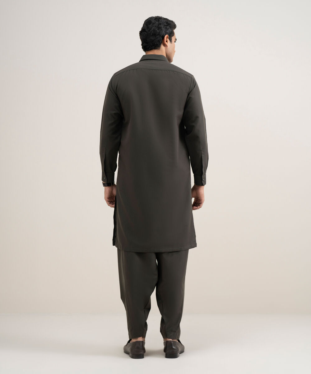 Men's Stitched Luxury Wash and Wear Brown Suit