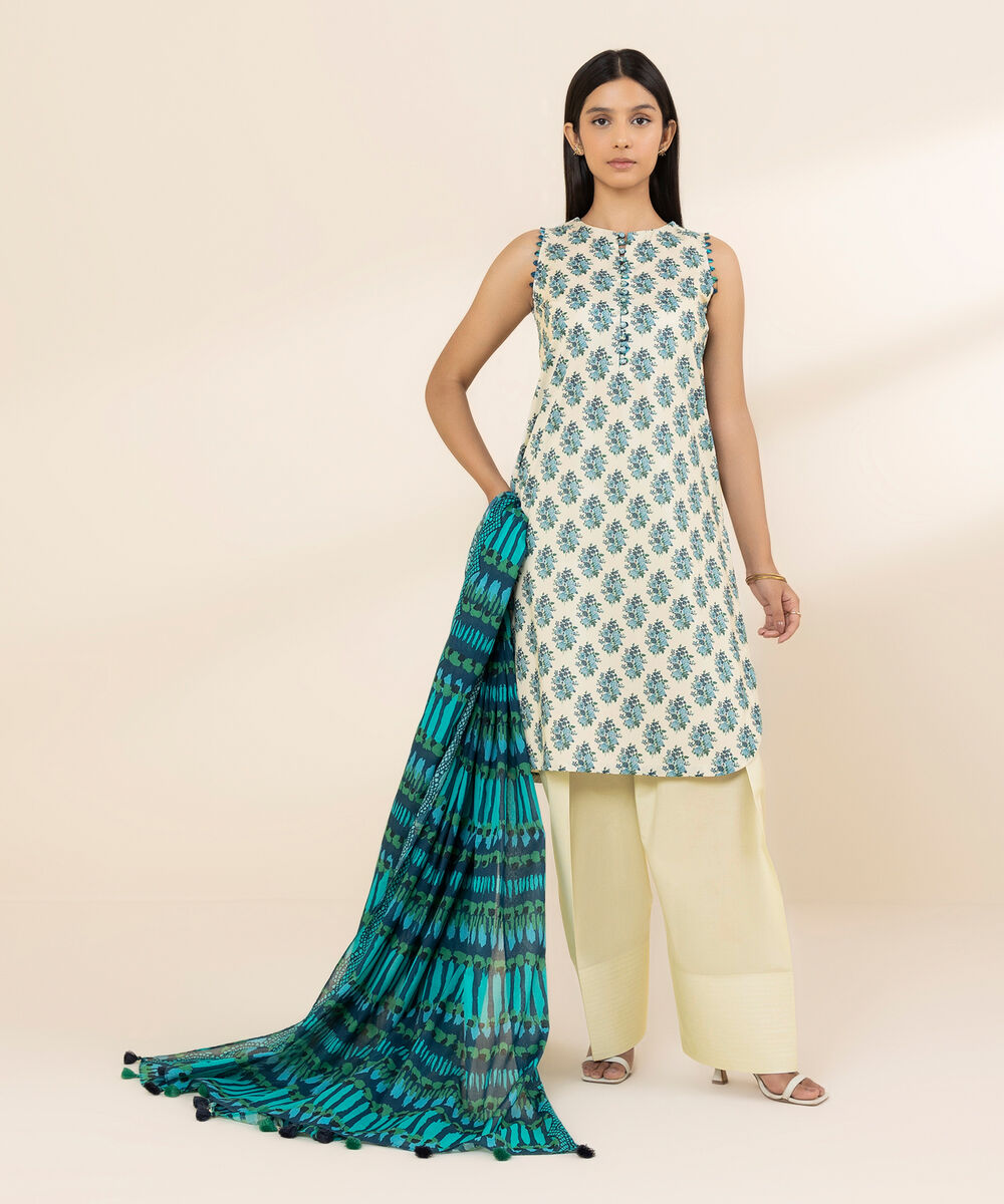 Women's Unstitched Lawn Printed Multi 3 Piece Suit