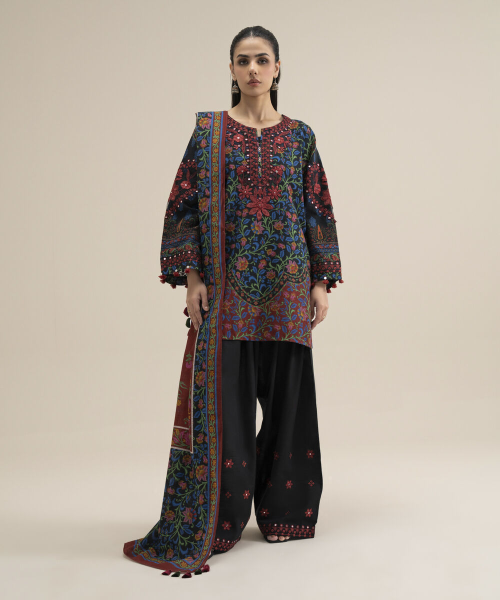 Women's Unstitched Premium Khaddar Printed Multi 3 Piece Suit