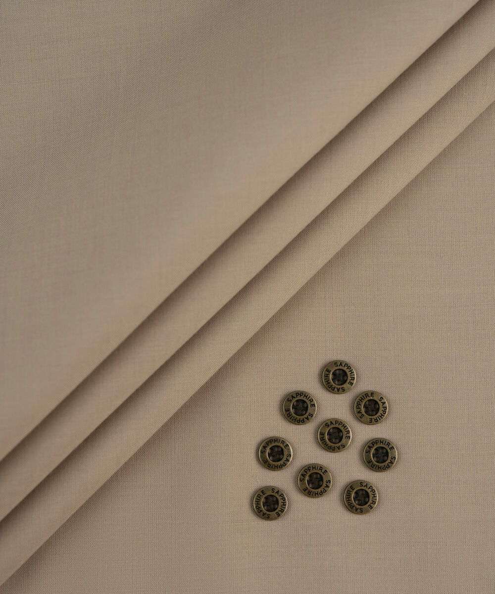 Men's Unstitched Beige Two Piece Premium Wash & Wear Suit