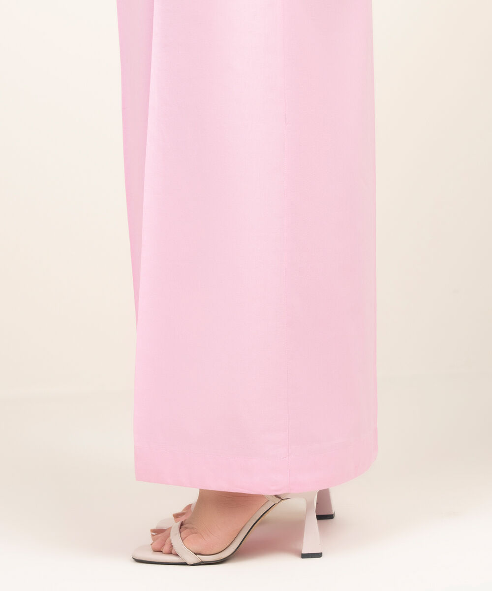 Women's RTW Cambric Solid Pink Flared Pants