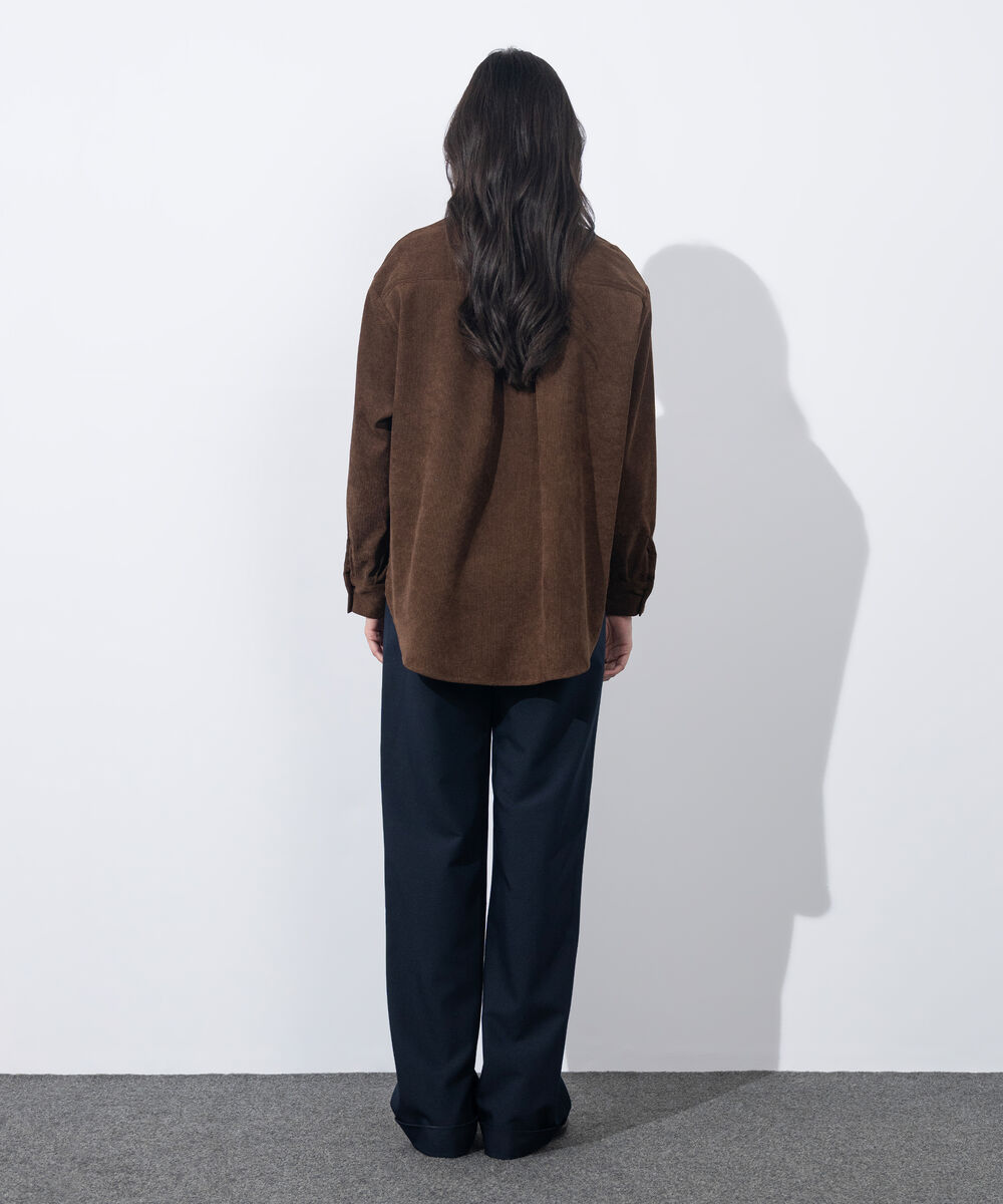 Women's Western Wear Brown Button Through Corduroy Shirt