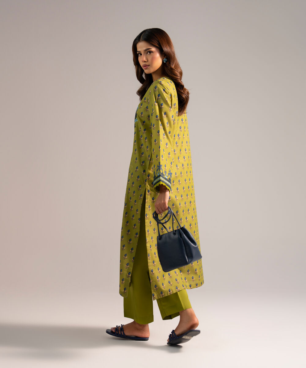 Women's RTW Zari Lawn Embroidered Green 2 Piece Suit