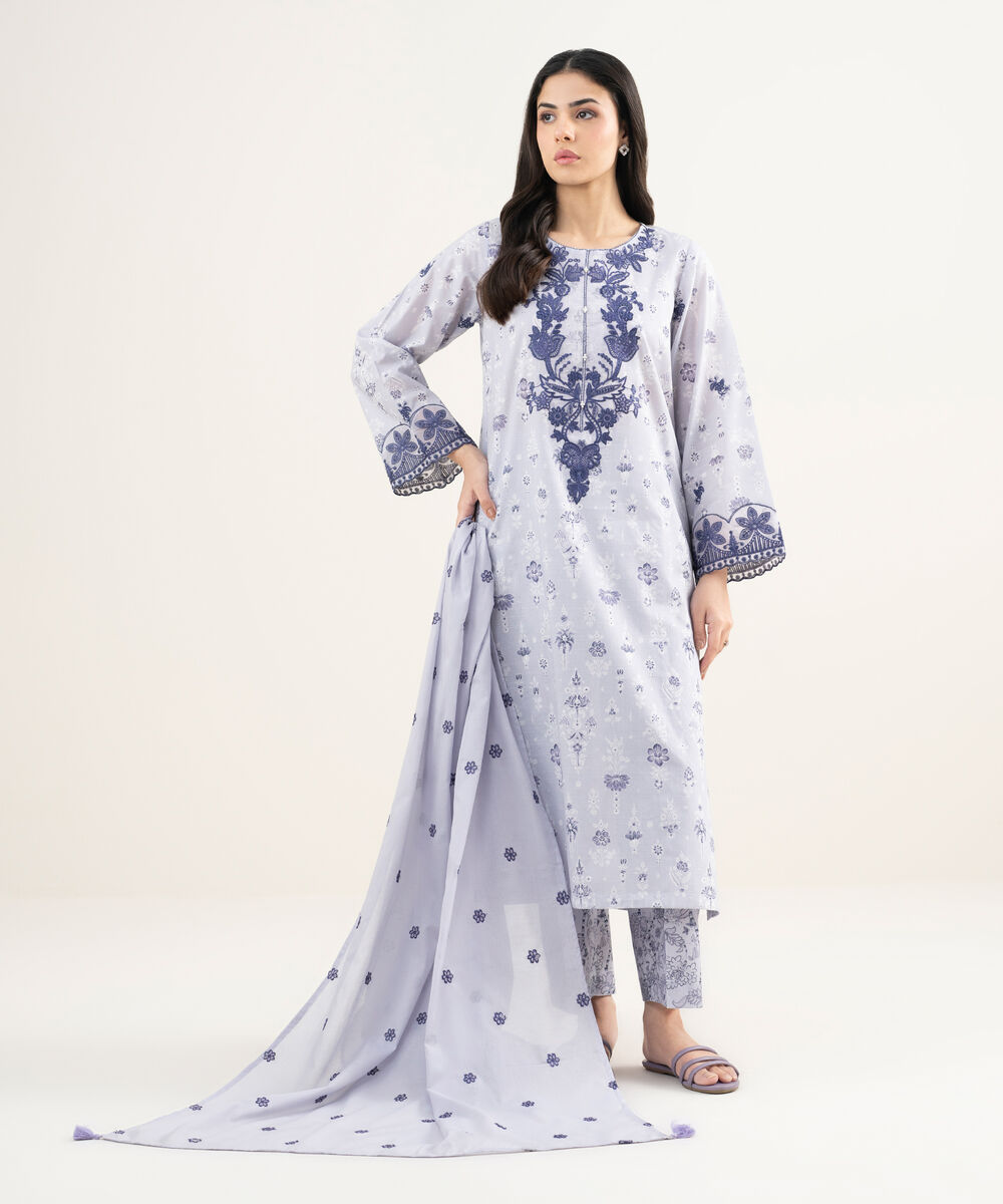 Lawn Embroidered Lilac Dupatta