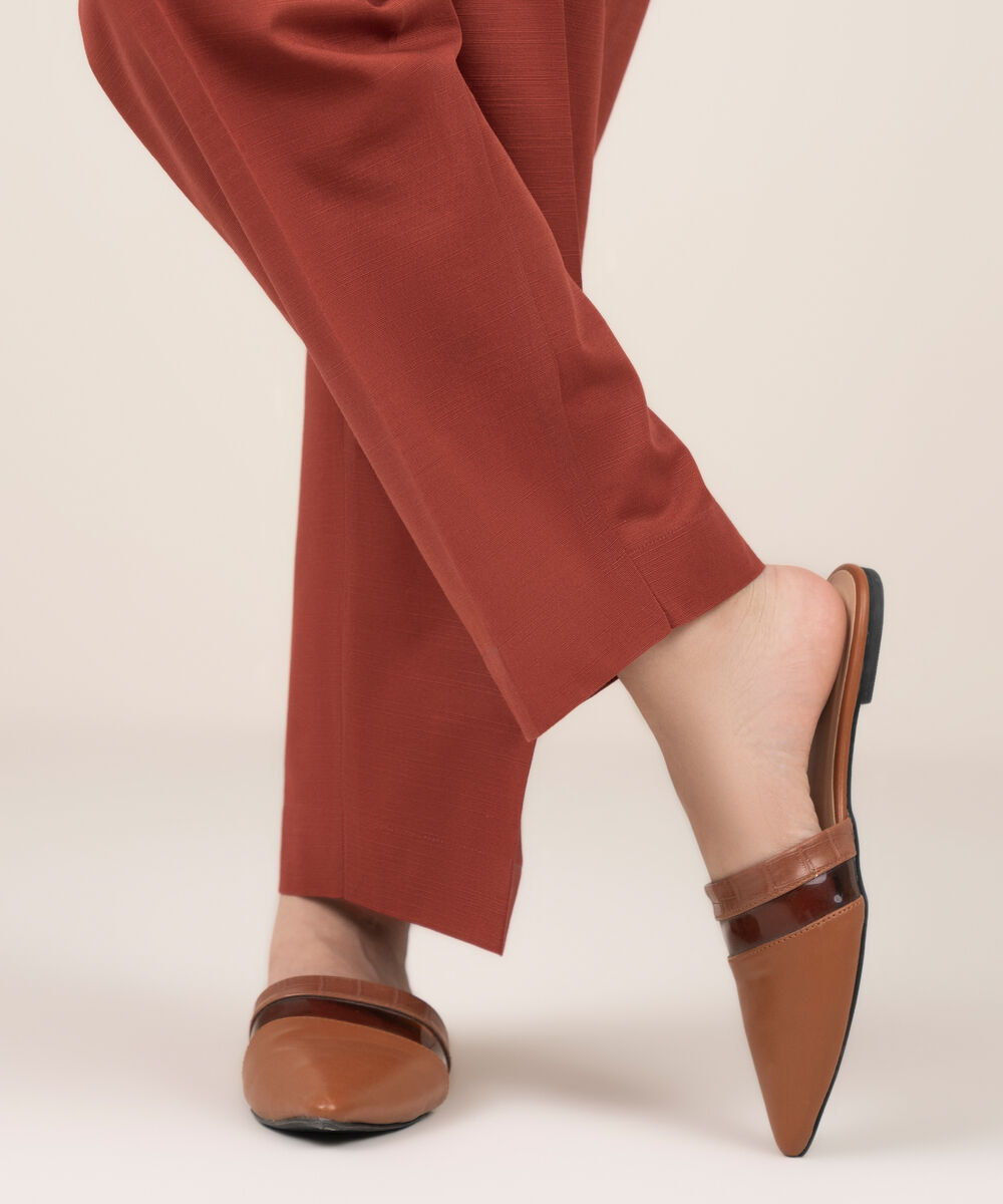 Women's RTW Khaddar Solid Red Straight Pants