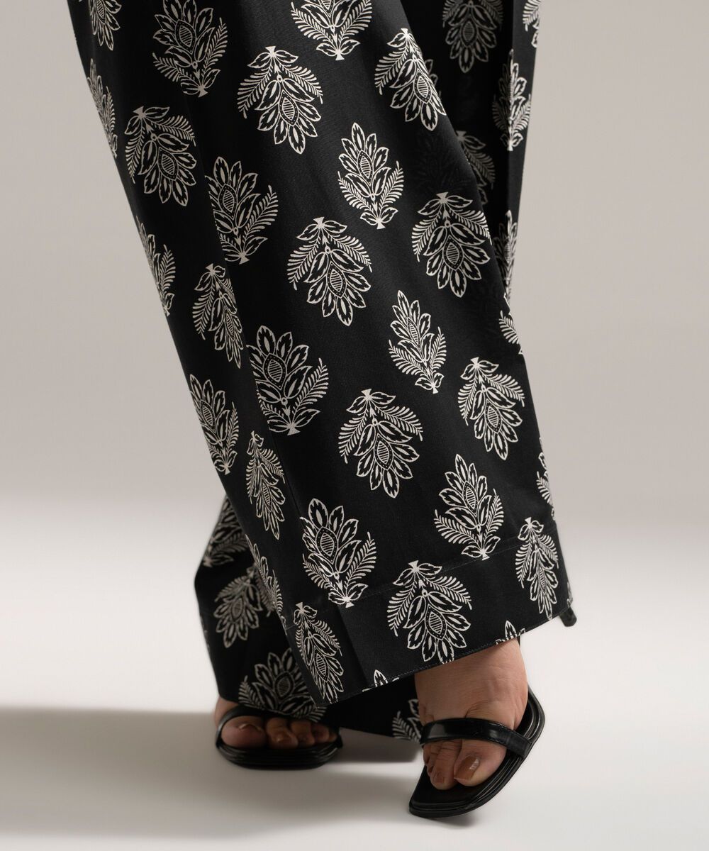 Women's RTW Cambric Printed Black Shalwar